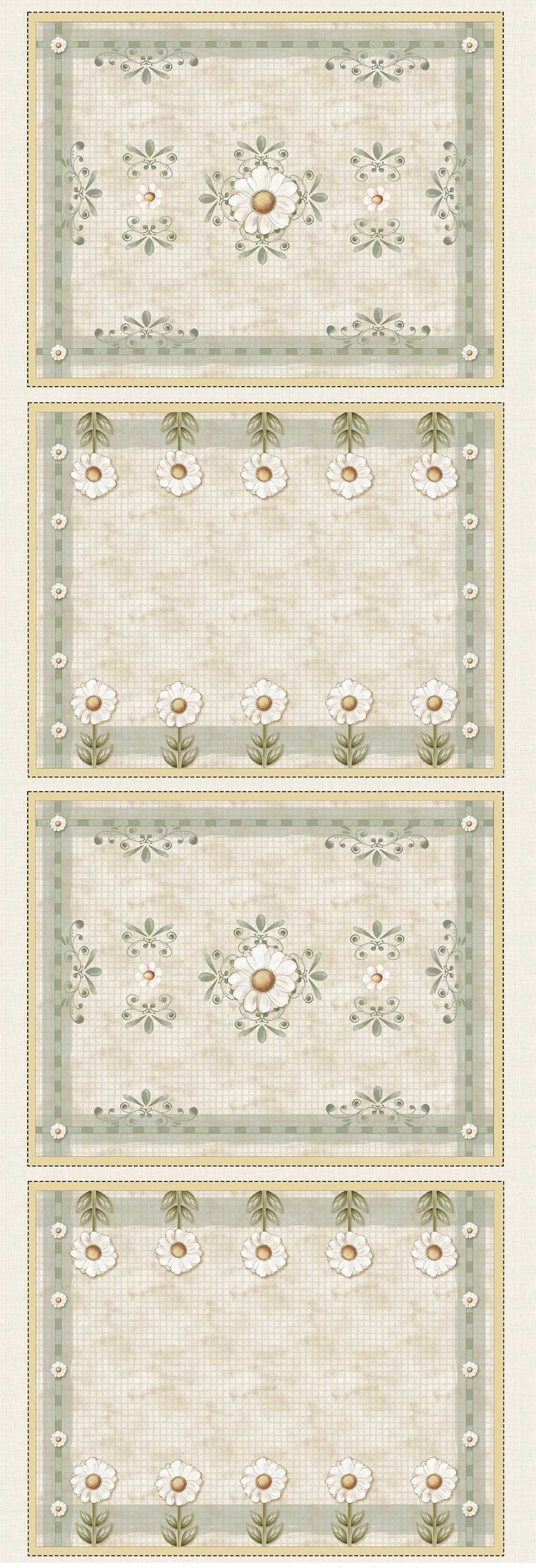 Tricoline 100% Algodón  - PT083 Patrón Individual Margaridas (50 x 150)