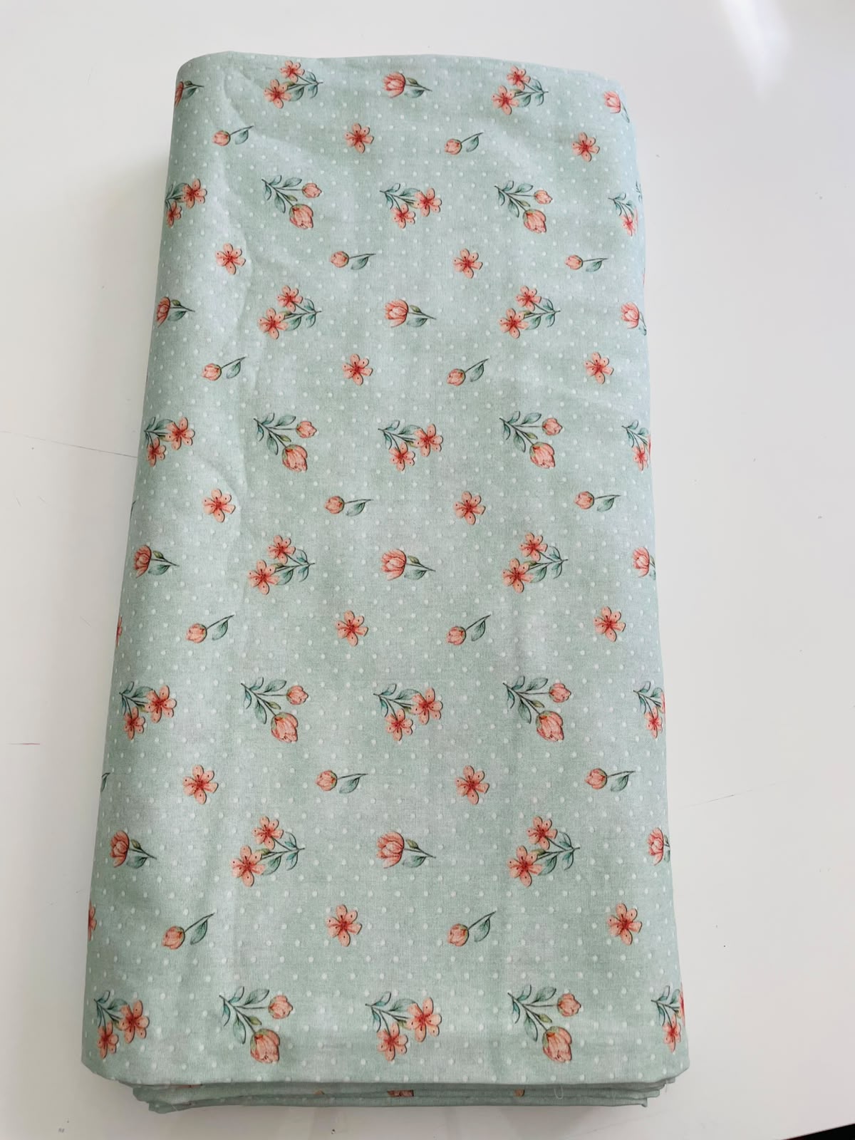 Tricoline 100% algodón - EX096 Exclusiva Tierna Florecitas 1 Menta (50 x 150)
