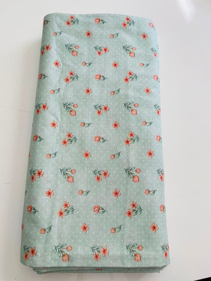 Tricoline 100% algodón - EX096 Exclusiva Tierna Florecitas 1 Menta (50 x 150)