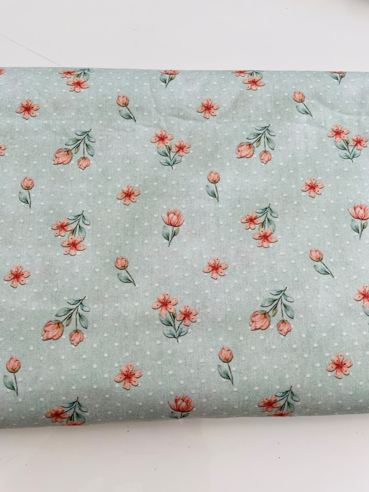 Tricoline 100% algodón - EX096 Exclusiva Tierna Florecitas 1 Menta (50 x 150)