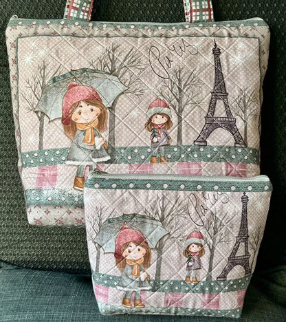 Tricoline 100% Algodón  - PT014 Patrón BOLSO INVIERNO EN PARIS (49 x 150)