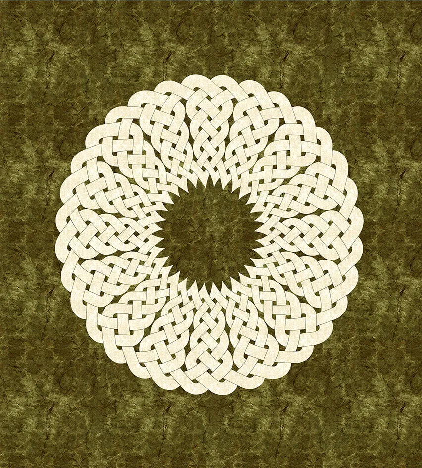 Tricoline 100% Algodón  - PT095 Patrón Panel Mandala Verde Oliva (70 x 70)