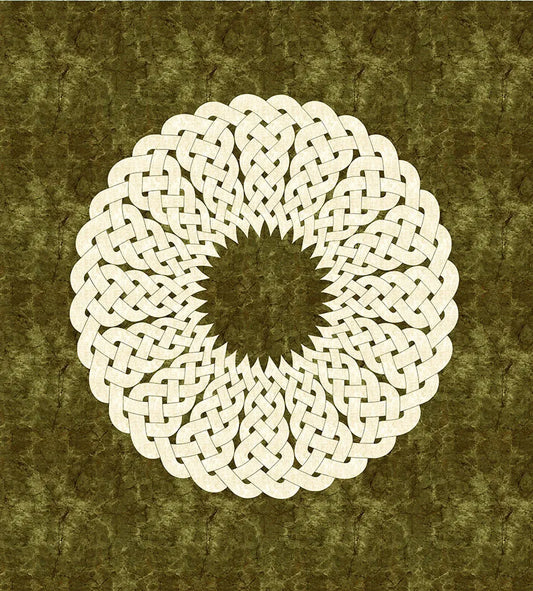 Tricoline 100% Algodón  - PT095 Patrón Panel Mandala Verde Oliva (70 x 70)