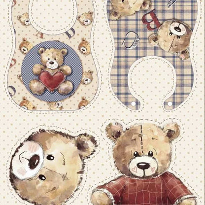 Tricoline 100% Algodón  - PT040 Patrón paneles babero oso (50 x 150)